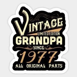 Vintage Grandpa Since 1977 Funny Man Myth Legend Daddy Sticker